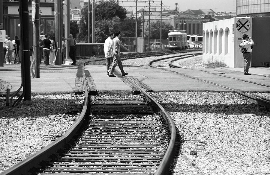 New Orleans Trolley Tracks 2004 BW Photograph by Frank Romeo
