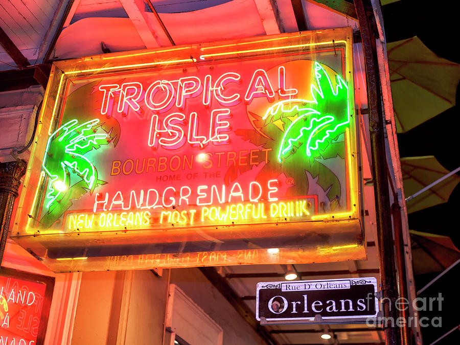 New Orleans Tropical Isle on Bourbon Street at Night Photograph by John Rizzuto