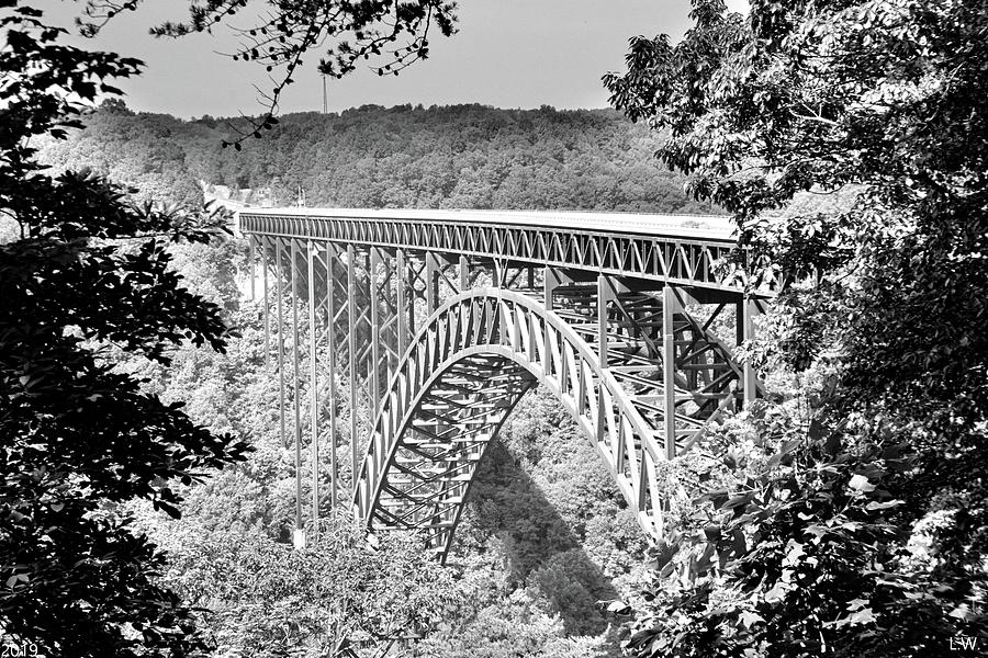 New River Gorge And Bridge Black And White Photograph by Lisa Wooten