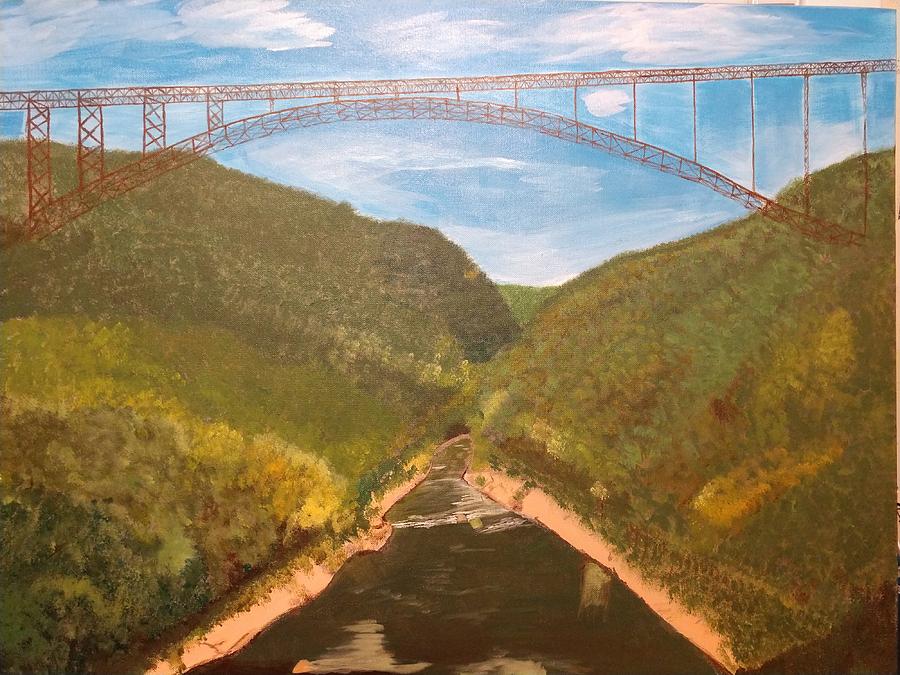 New River Gorge Bridge, WV Painting by April Clay