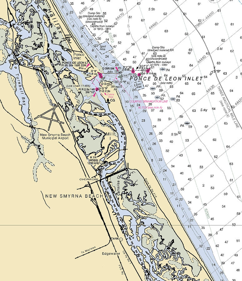 New Smyrna Beach-florida Nautical Chart Mixed Media by Bret Johnstad