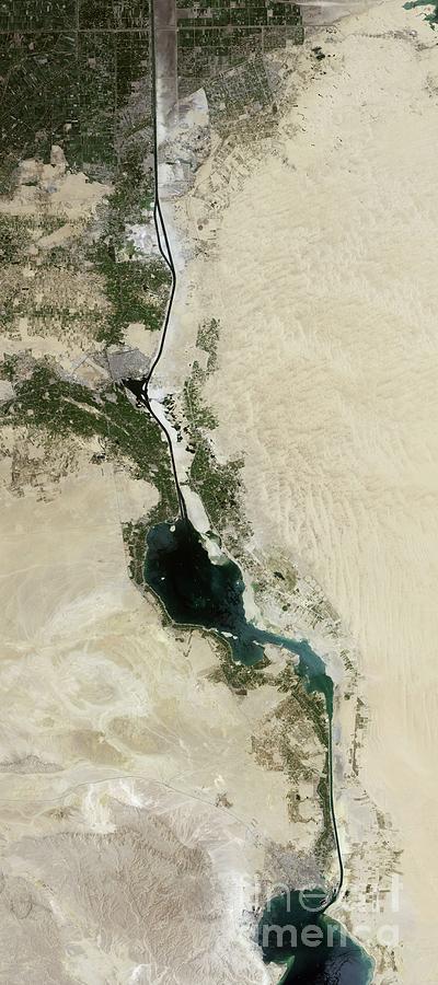 New Suez Canal Photograph by Jesse Allen, Nasa Earth Observatory/science Photo Library