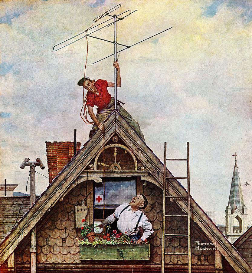 new T.v. Set Painting by Norman Rockwell