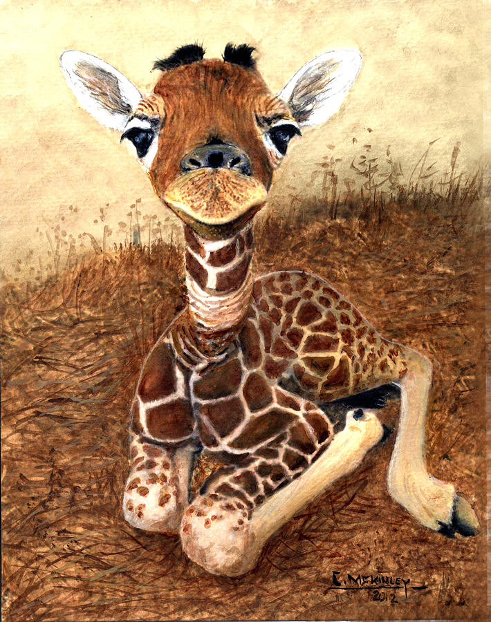 Baby Giraffe  Painting by Carl McKinley