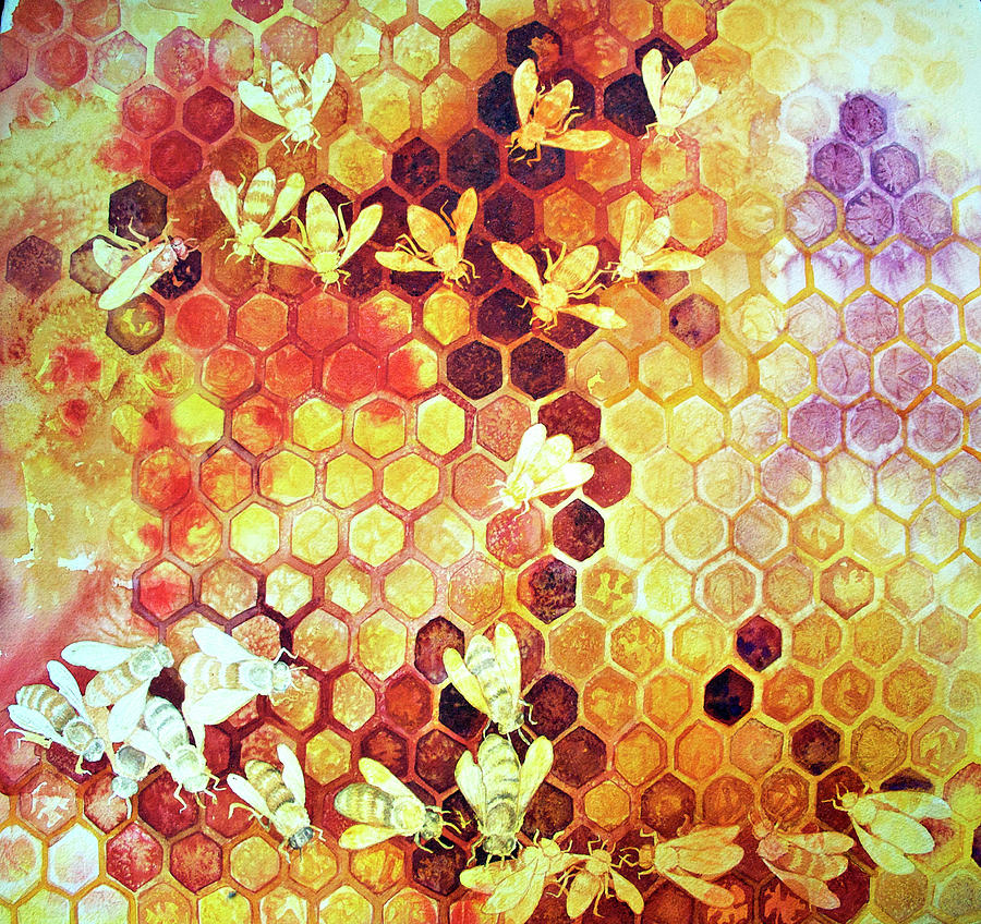 As Go the Bees II Painting by Helen Klebesadel