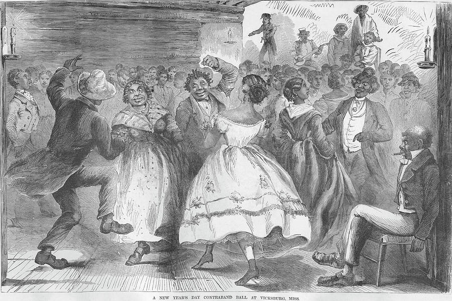 New Years Contraband Ball in Vicksburg Painting by Frank Leslie