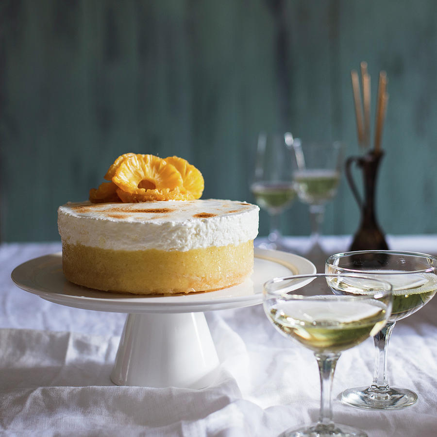 New Years Eve Pineapple And Prosecco Mousse With Italian Meringue Photograph by Irina G