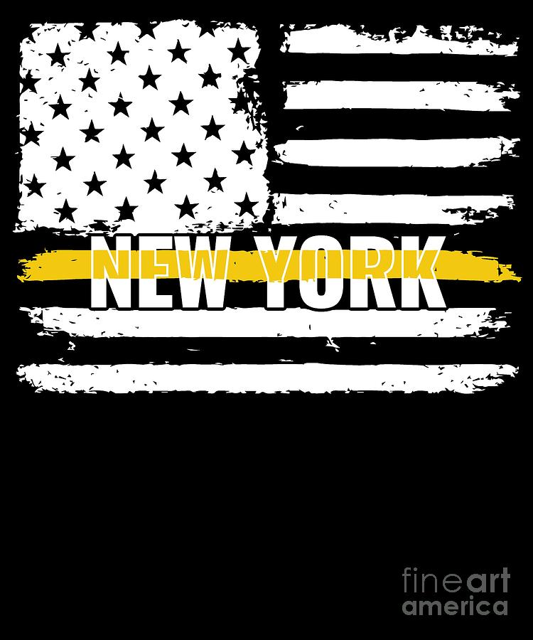 New York 911 Emergency Dispatcher Gift for Police Fire and Ambulance Dispatchers Thin Gold Line Digital Art by Martin Hicks
