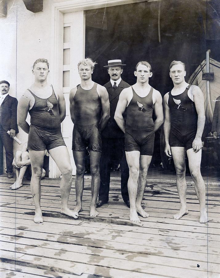 Team Painting - New York Athletic Club Swim Relay Team winners of the Olymp...