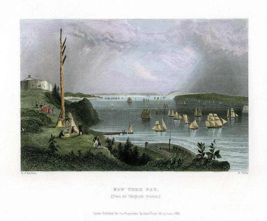 New York Bay As Seen From The Telegraph Drawing by Print Collector