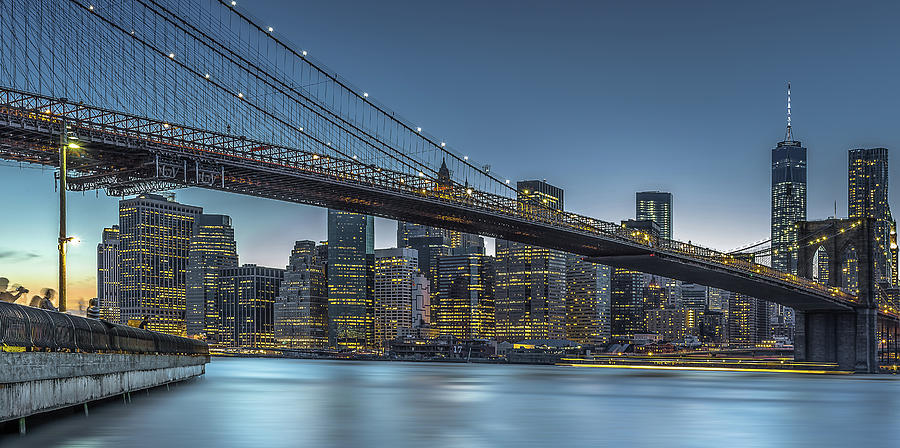 Night Photograph - New York - Blue Hour Over Manhattan by Michael Jurek
