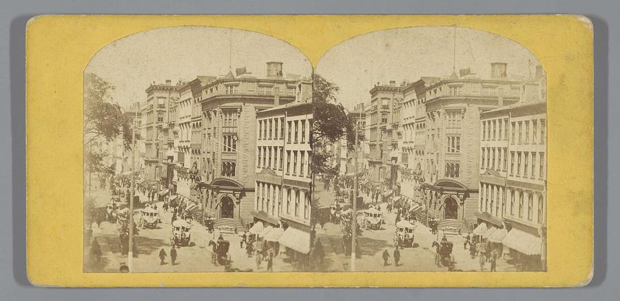 New York, Broadway and Bank of the Republic, anonymous, 1860 - 1870 Painting by MotionAge Designs