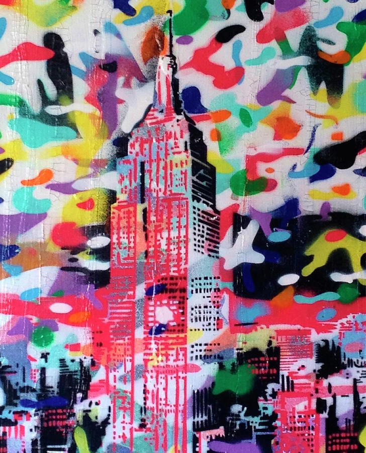 Empire State Building Mixed Media - New York Camo by Abstract Graffiti
