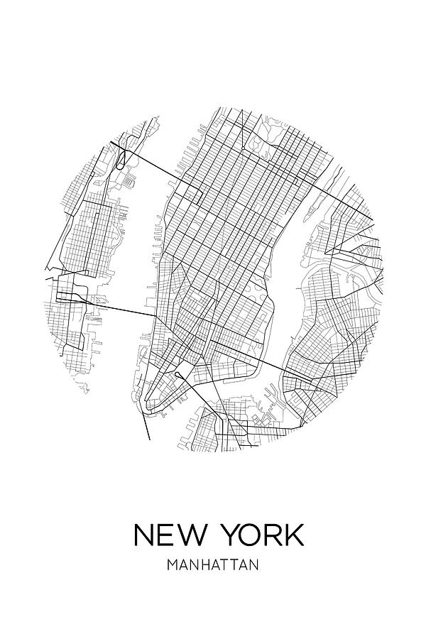 Map Photograph - New York Circle by The Miuus Studio