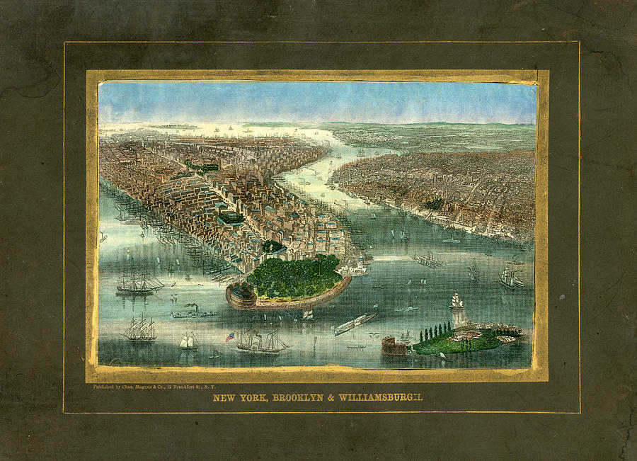 New York City 1850 To 1899 Birds Eye Digital Art by Historic Map Works Llc New York City 1850 To 1899 Birds Eye Digital Art by Historic Map Works Llc