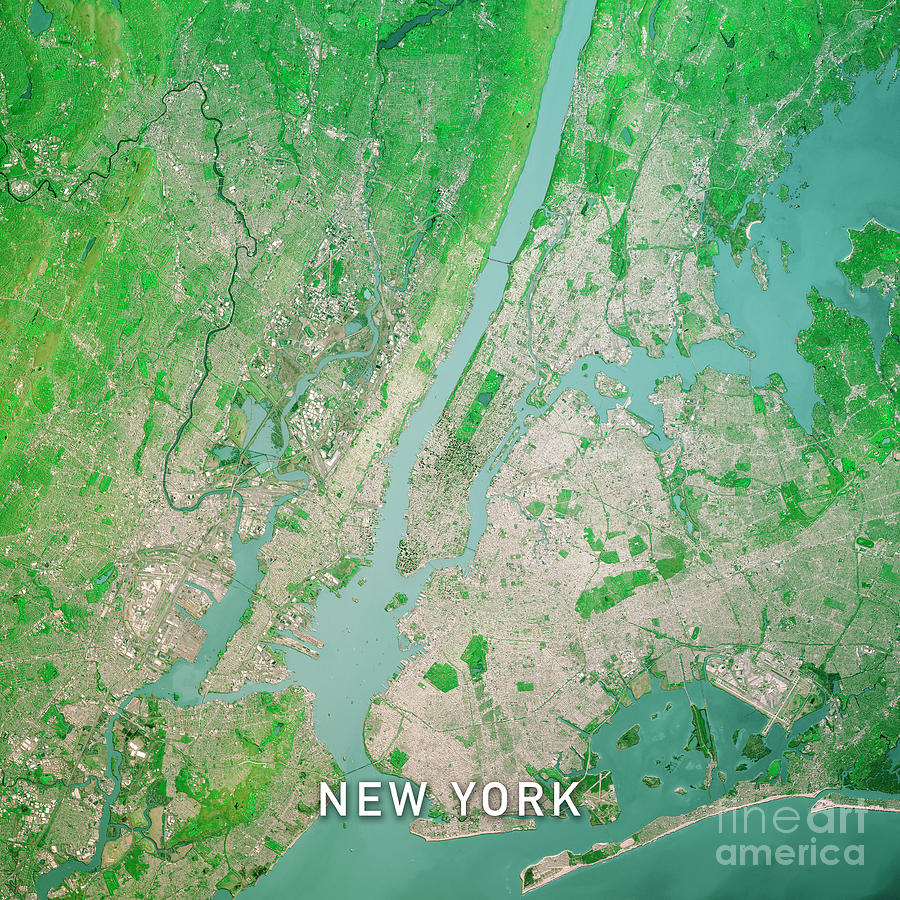 New York City 3D Render Topo Top View Apr 2019 Digital Art by Frank ...