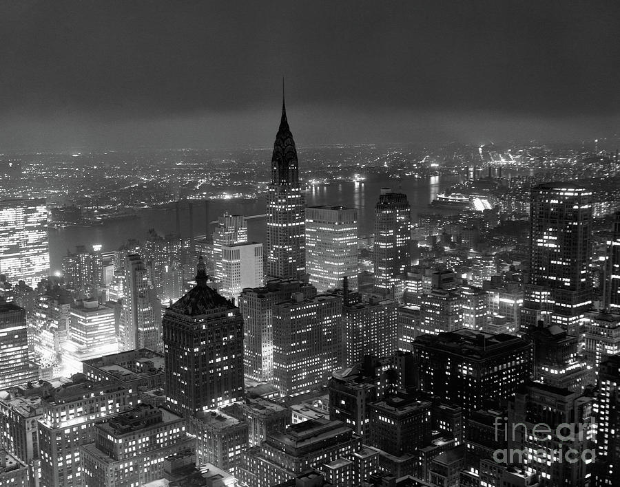 New York City At Night Photograph by Bettmann