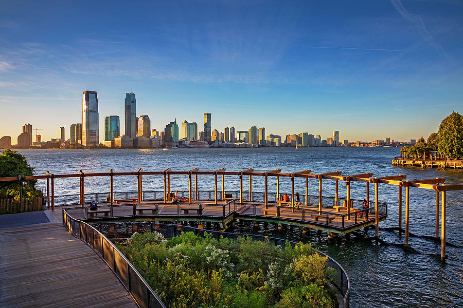 City Digital Art - New York City, Battery Park City, South Cove Park, Waterfront Park by Lumiere
