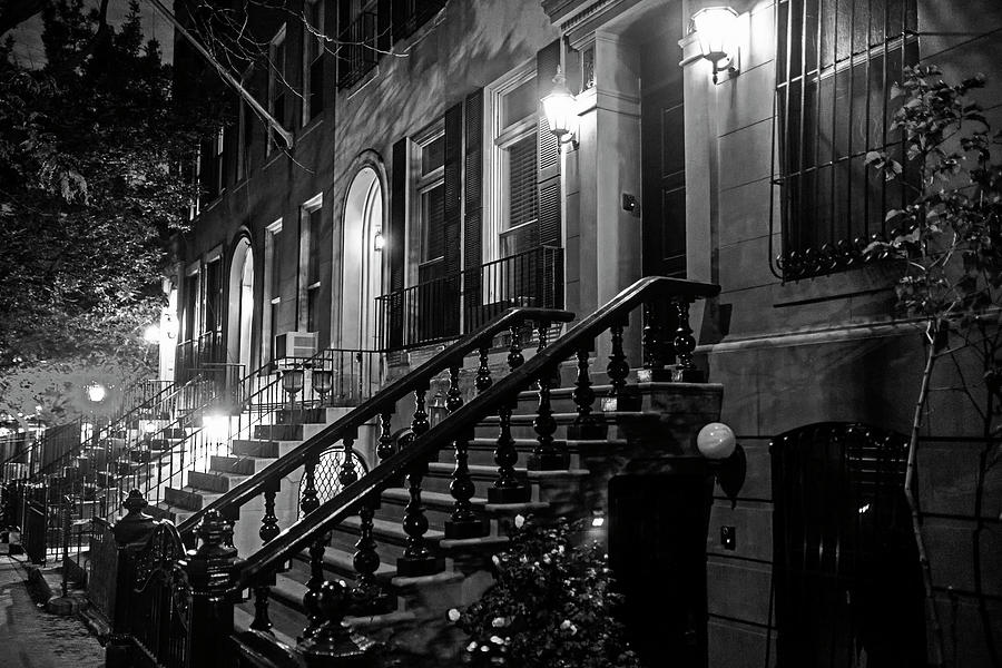 New York City Brownstones  Hells Kitchen Chelsea NY Black and White Photograph by Toby McGuire