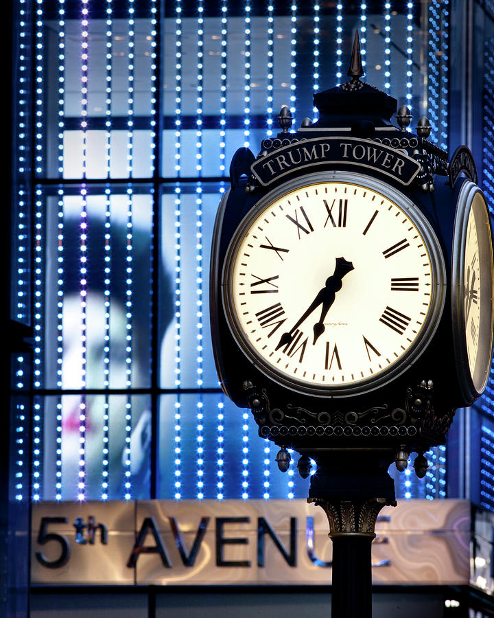 New York City, Clock On Fifth Avenue Digital Art by Massimo Ripani