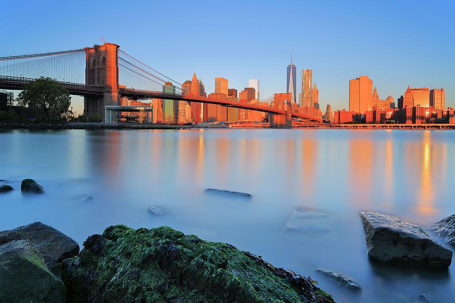 New York City, Manhattan, East River, Lower Manhattan, Brooklyn Bridge ...