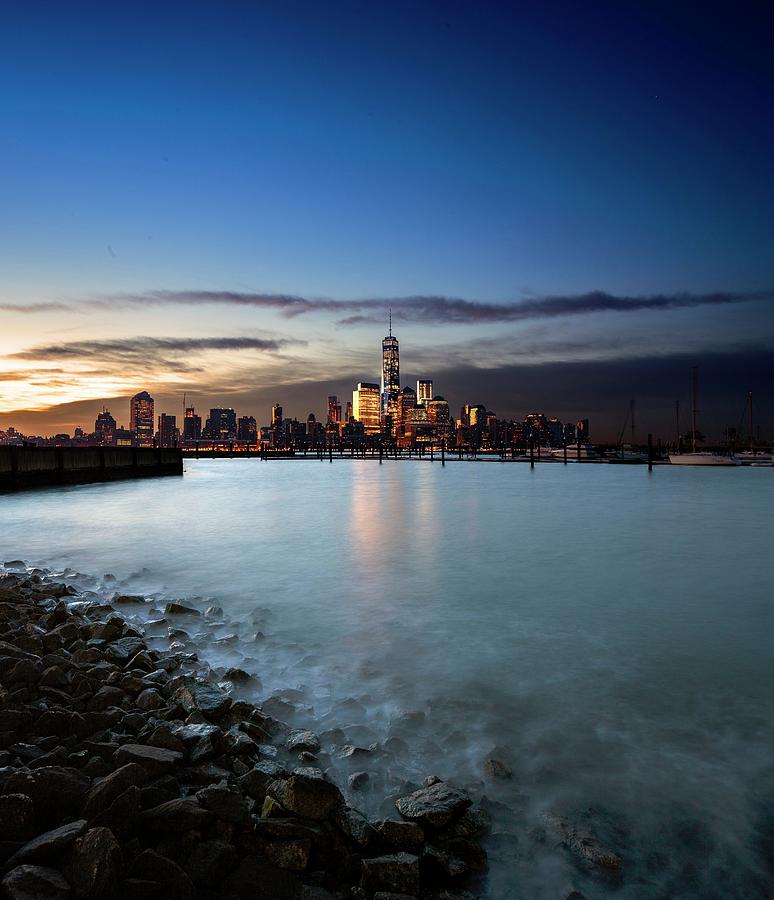New York City, Manhattan, Lower Manhattan, One World Trade Center, Freedom Tower, Lower Manhattan And The Financial City From New Jersey Digital Art by Paolo Giocoso