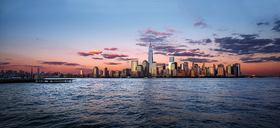 New York City, Manhattan, Lower Manhattan, One World Trade Center, Freedom Tower, Lower Manhattan, View From New Jersey Digital Art by Paolo Giocoso