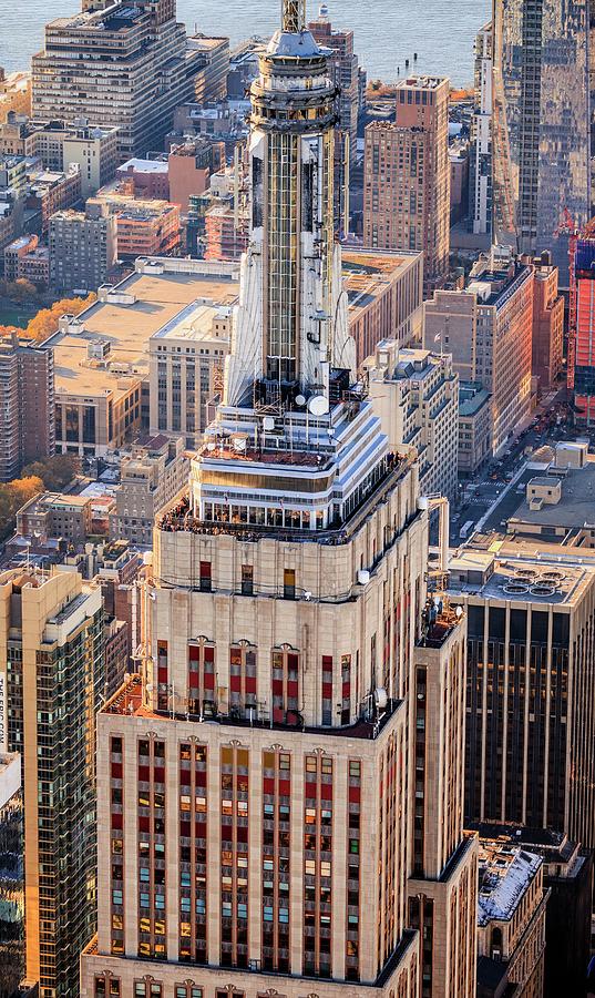 New York City, Manhattan, Midtown, Empire State Building, Aerial View Towards Empire State Building Digital Art by Antonino Bartuccio