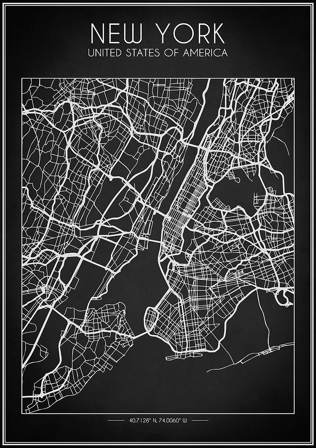 New York City Map Digital Art by Hoolst Design