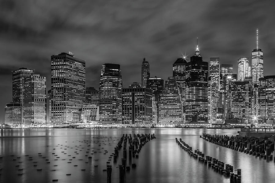 NEW YORK CITY Monochrome Night Impressions  Photograph by Melanie Viola