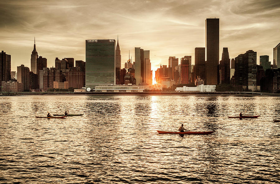 New York City, Queens, Canoeing Digital Art by Antonino Bartuccio