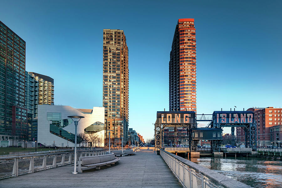 New York City, Queens, Long Island City, Cranes On Gantry Plaza State Park Digital Art by Lumiere