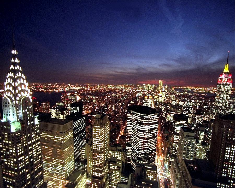 New York City Skyline At Dusk With The Photograph by New York Daily News Archive