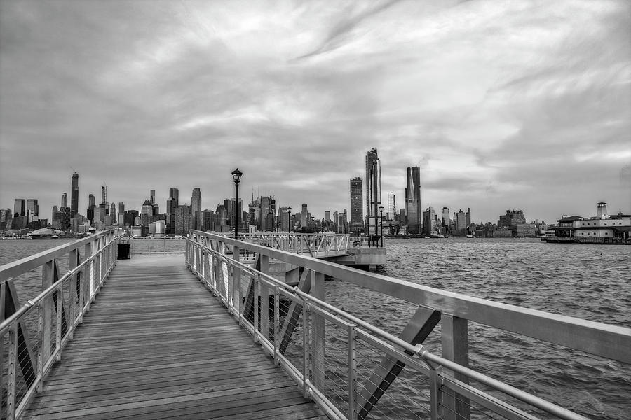 New York City Skyline Blues BW Photograph by Susan Candelario