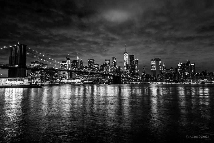 New York City Skyline From Brooklyn B/W Photograph By Adam DeAnda ...