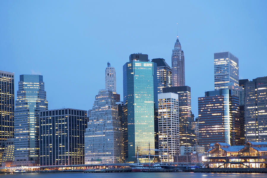 New York City Digital Art - New York City Skyline Lit Up At Night by Ditto