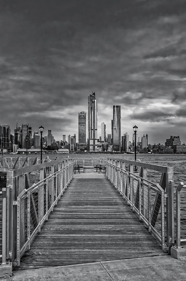 New York City Skyline Sundown BW Photograph by Susan Candelario