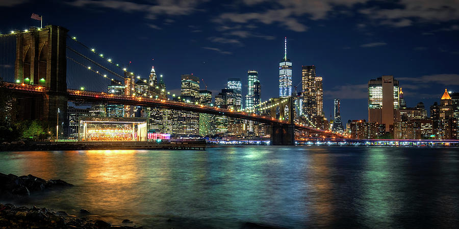 New York City Skyline With Brooklyn Bridge Photograph by Harriet Feagin