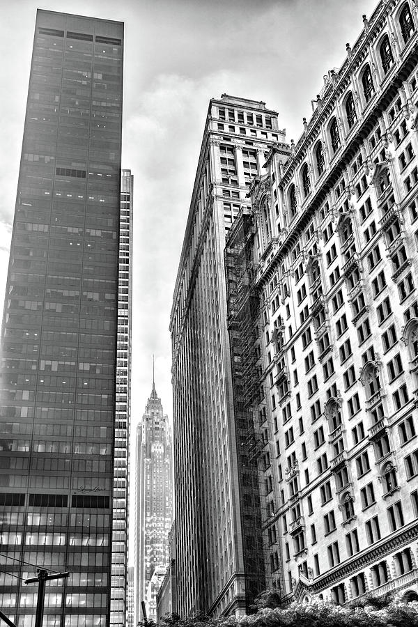 New York City Skyscrapers Black and White Photograph by Sharon Popek