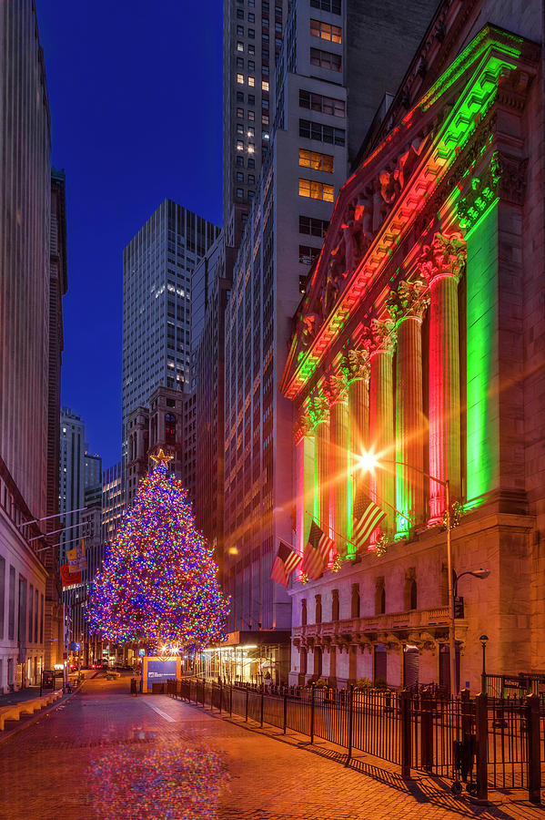 New York City Stock Exchange Wall Street NYSE Xmas II Photograph by Susan Candelario