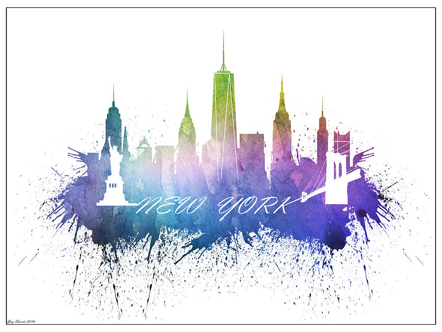  New York City Skyline Watercolor - Style 1 Painting by Greg Edwards