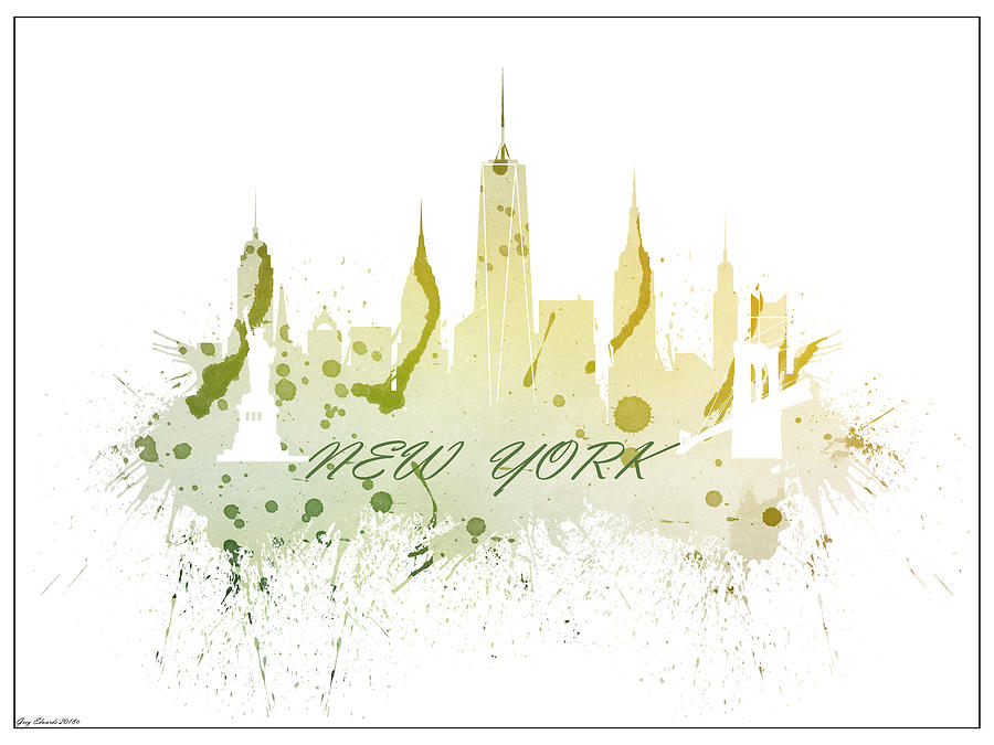 New York City Skyline Watercolor - Style 2 Painting by Greg Edwards