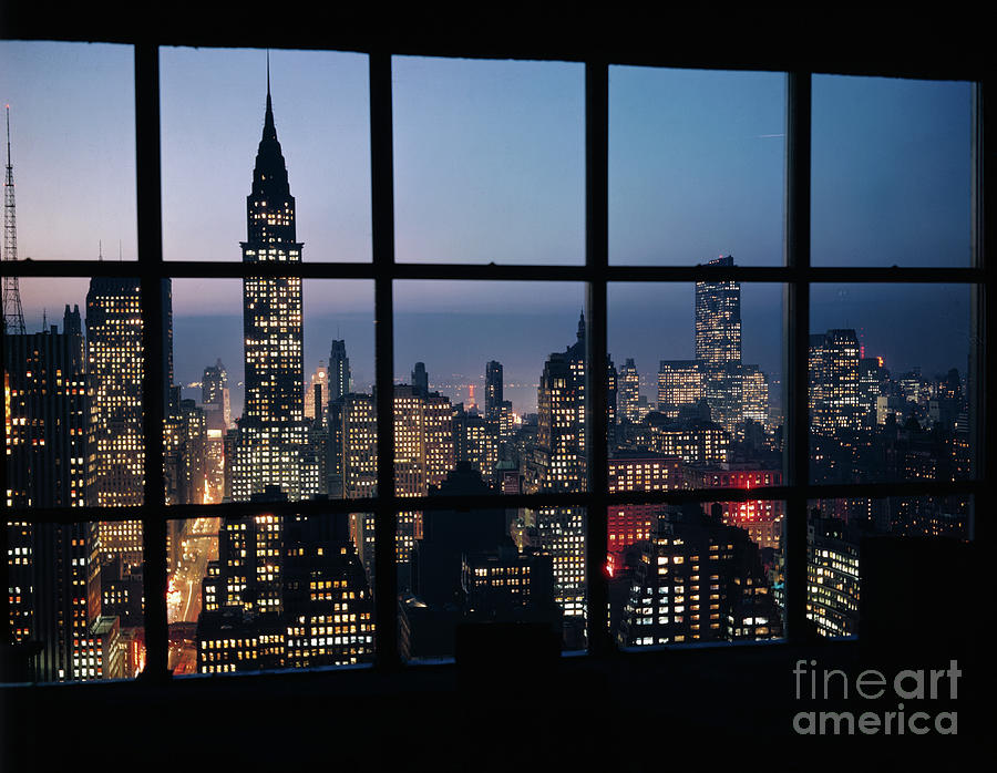 New York City View At Night Photograph by Bettmann