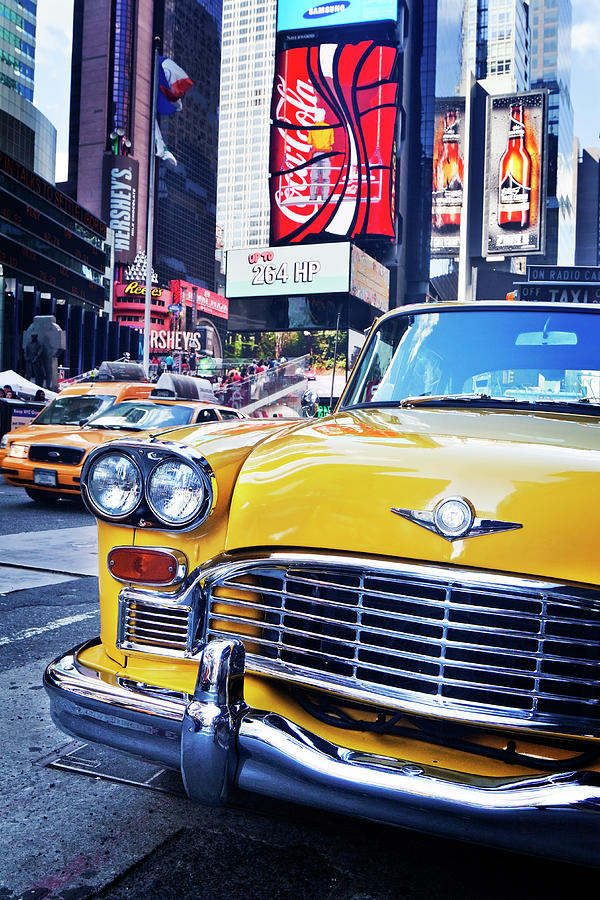 New York City, Vintage Yellow Cab Digital Art by Luigi Vaccarella