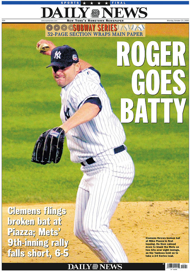 New York Daily News Front Page, Roger Photograph by New York Daily News Archive New York Daily News Front Page, Roger Photograph by New York Daily News Archive