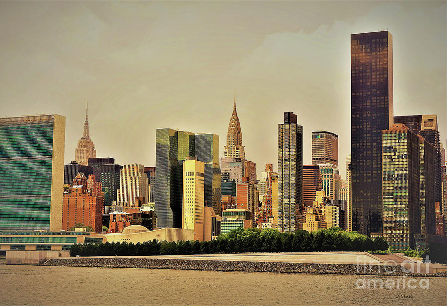 Chrysler Building Photograph - New York East River by John Clark