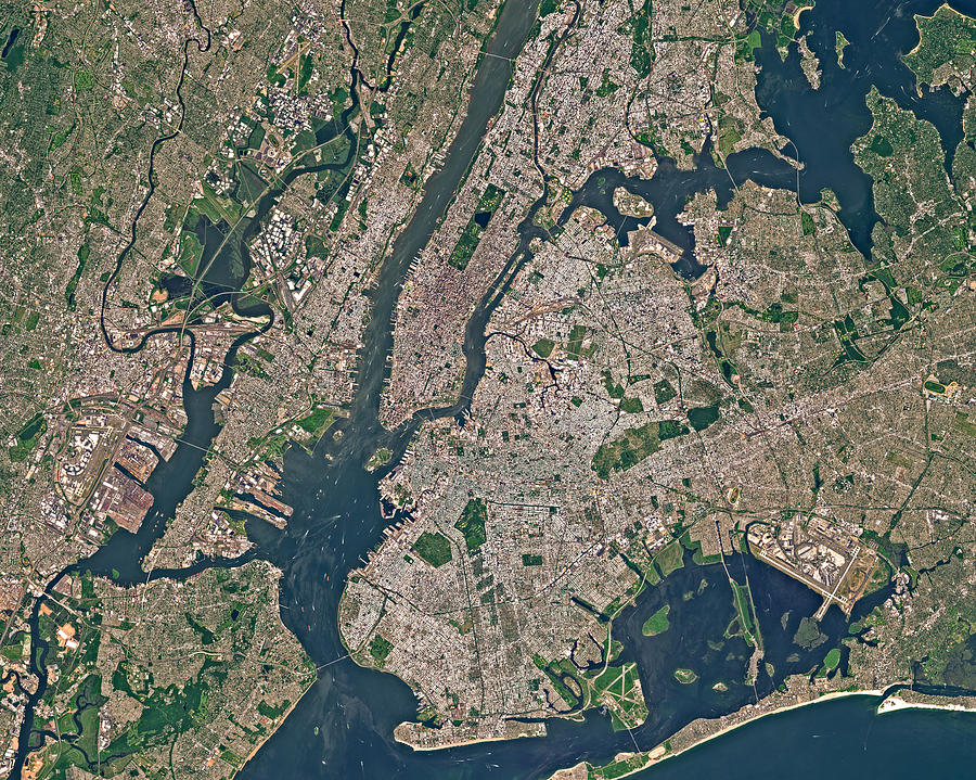 Nature Digital Art - New York from space by Christian Pauschert