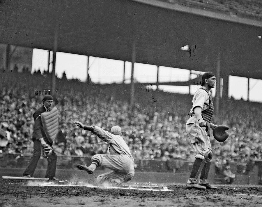 New York Giants Baseball Player Sliding Photograph by Chicago History Museum