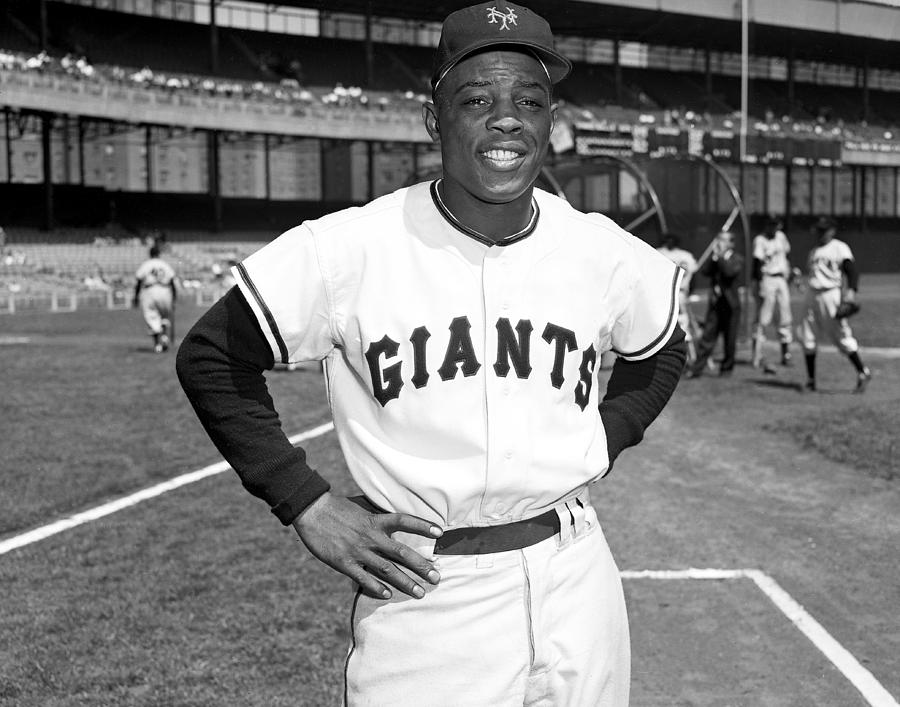 Willie Mays Wearing New York Giants By Bettmann