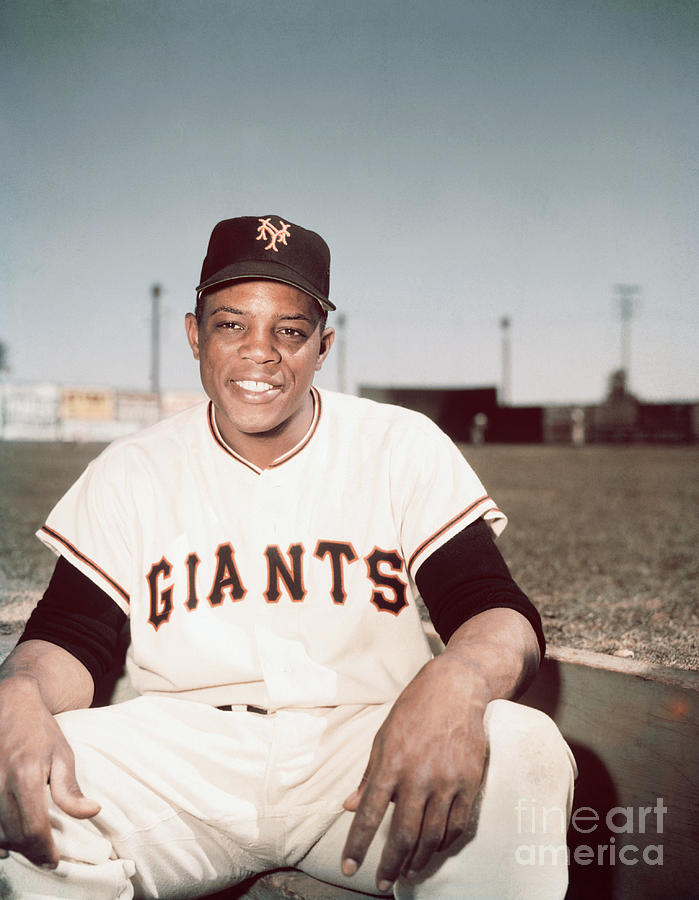 Outfielder Willie Mays, of the New York Giants, poses for circa